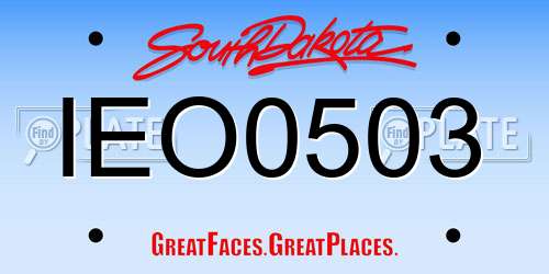 IEO0503 South Dakota License Plate