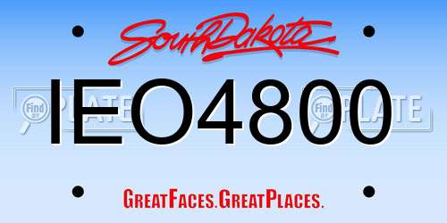 IEO4800 South Dakota License Plate