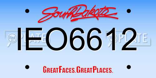 IEO6612 South Dakota License Plate