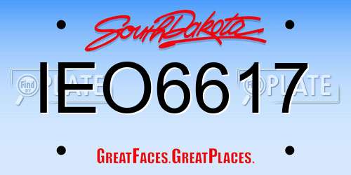 IEO6617 South Dakota License Plate