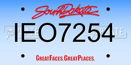 IEO7254 South Dakota License Plate