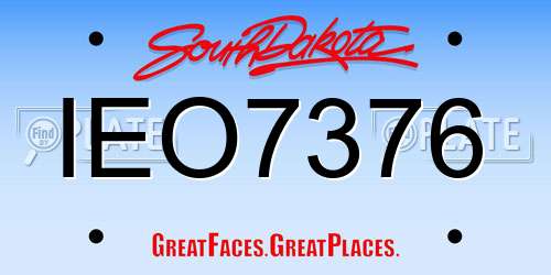 IEO7376 South Dakota License Plate