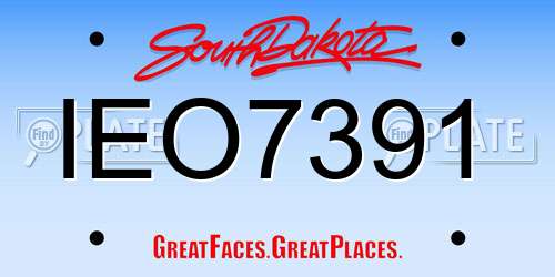 IEO7391 South Dakota License Plate
