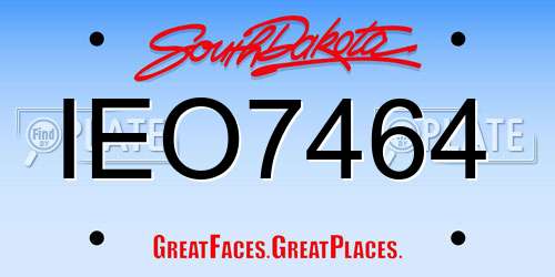 IEO7464 South Dakota License Plate