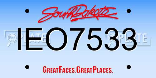 IEO7533 South Dakota License Plate