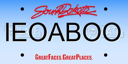 IEOABOO South Dakota License Plate