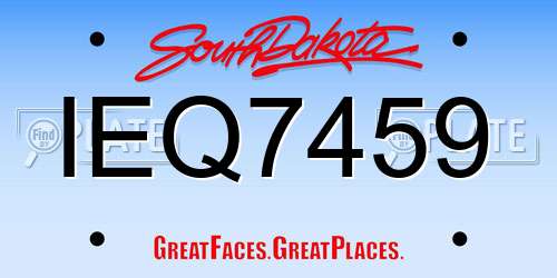 IEQ7459 South Dakota License Plate