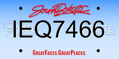 IEQ7466 South Dakota License Plate