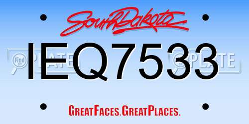 IEQ7533 South Dakota License Plate