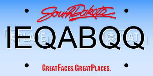 IEQABQQ South Dakota License Plate