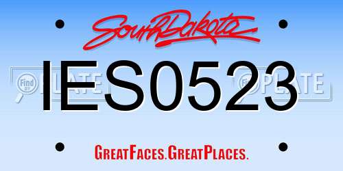 IES0523 South Dakota License Plate