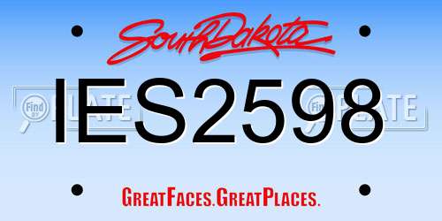 IES2598 South Dakota License Plate