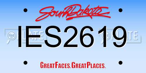 IES2619 South Dakota License Plate