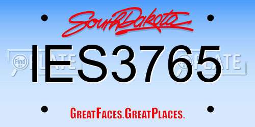 IES3765 South Dakota License Plate