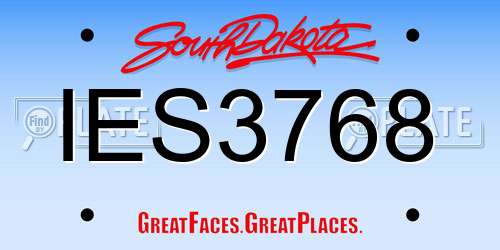 IES3768 South Dakota License Plate