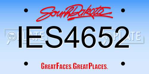 IES4652 South Dakota License Plate