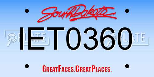 IET0360 South Dakota License Plate