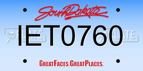 IET0760 South Dakota License Plate