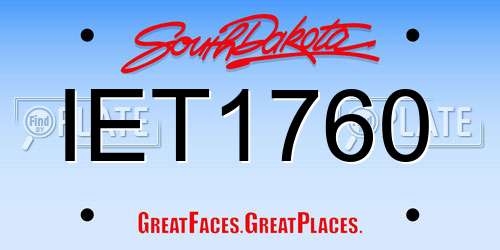 IET1760 South Dakota License Plate