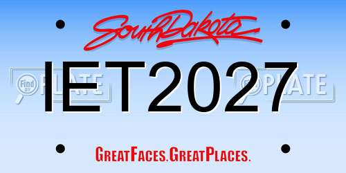 IET2027 South Dakota License Plate