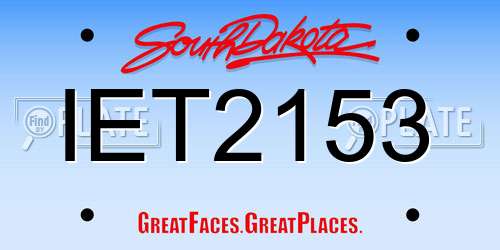 IET2153 South Dakota License Plate