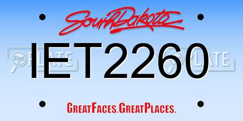 IET2260 South Dakota License Plate