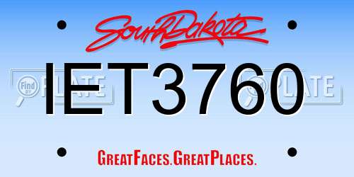 IET3760 South Dakota License Plate