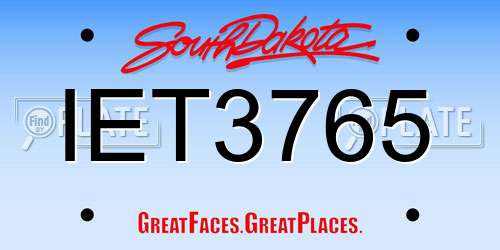 IET3765 South Dakota License Plate