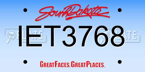 IET3768 South Dakota License Plate