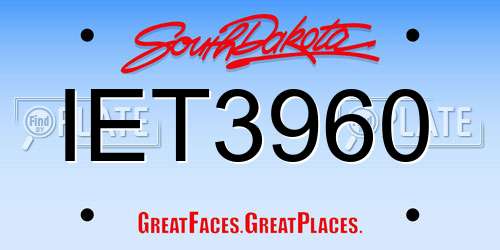 IET3960 South Dakota License Plate