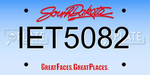 IET5082 South Dakota License Plate