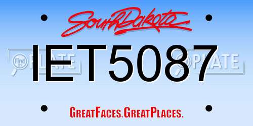 IET5087 South Dakota License Plate