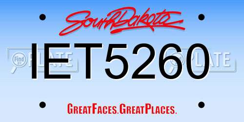IET5260 South Dakota License Plate