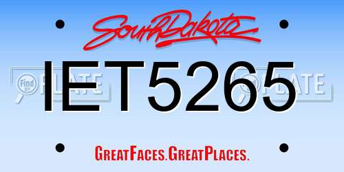 IET5265 South Dakota License Plate