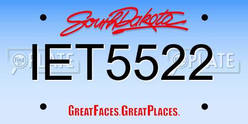 IET5522 South Dakota License Plate