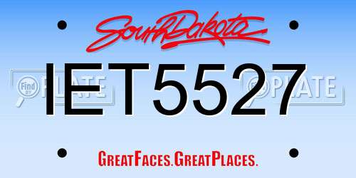 IET5527 South Dakota License Plate