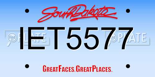 IET5577 South Dakota License Plate