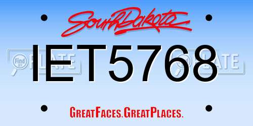 IET5768 South Dakota License Plate