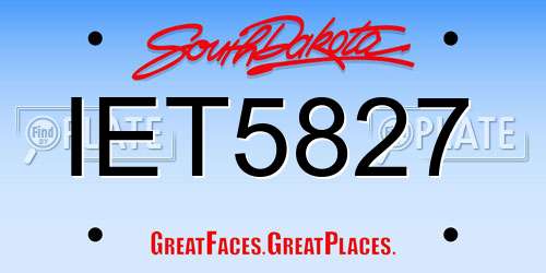IET5827 South Dakota License Plate