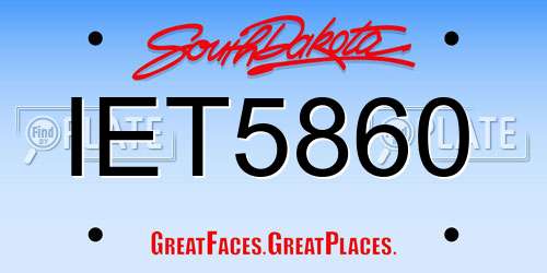 IET5860 South Dakota License Plate