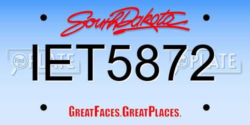 IET5872 South Dakota License Plate