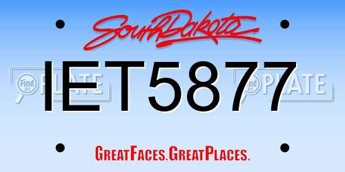 IET5877 South Dakota License Plate
