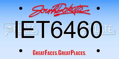 IET6460 South Dakota License Plate