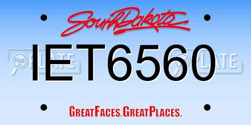 IET6560 South Dakota License Plate