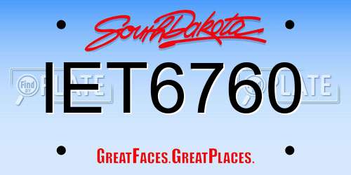 IET6760 South Dakota License Plate