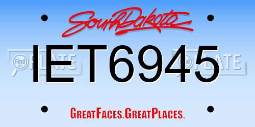 IET6945 South Dakota License Plate