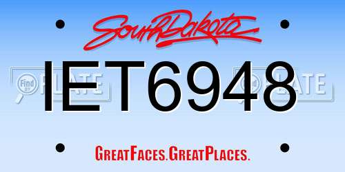 IET6948 South Dakota License Plate