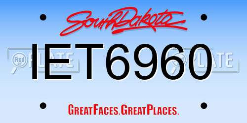 IET6960 South Dakota License Plate