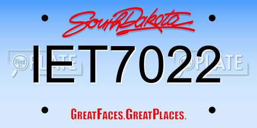 IET7022 South Dakota License Plate