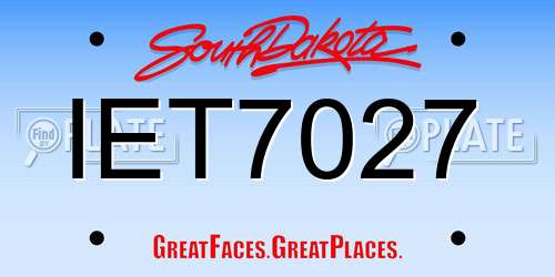 IET7027 South Dakota License Plate